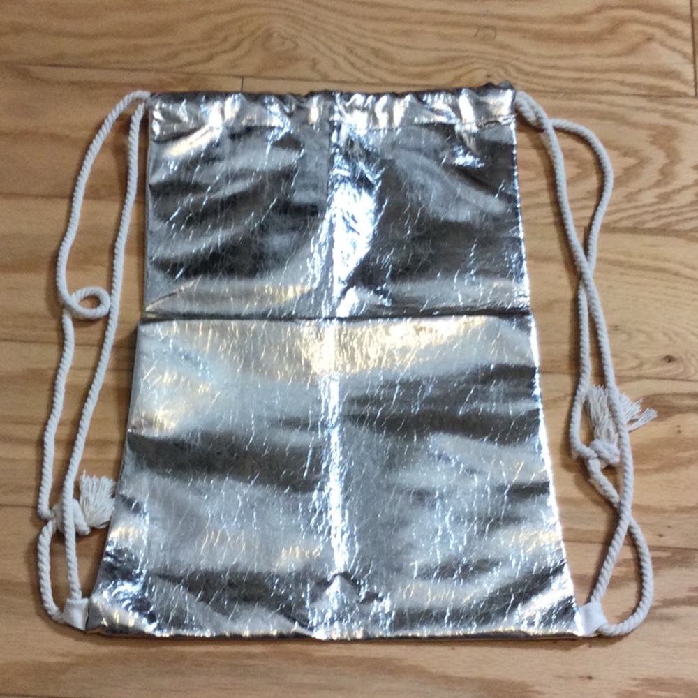 NWT Germany Shiny Gold Canvas Drawstring Backpack